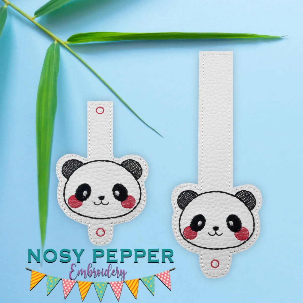 Panda Wallet tab (2 sizes included) machine embroidery design DIGITAL DOWNLOAD