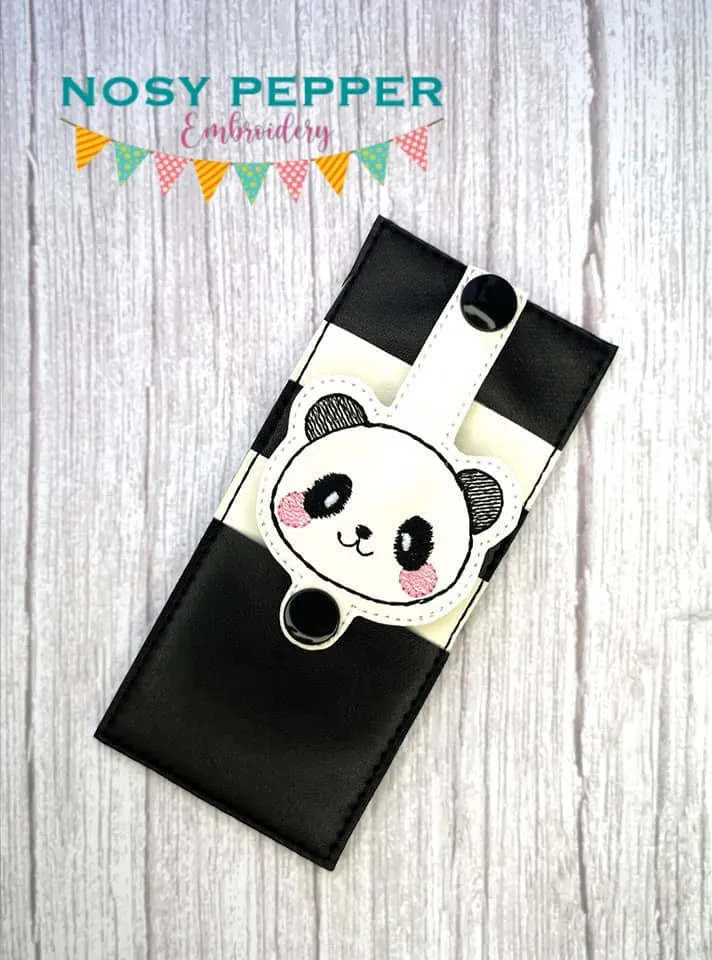 Panda Wallet tab (2 sizes included) machine embroidery design DIGITAL DOWNLOAD