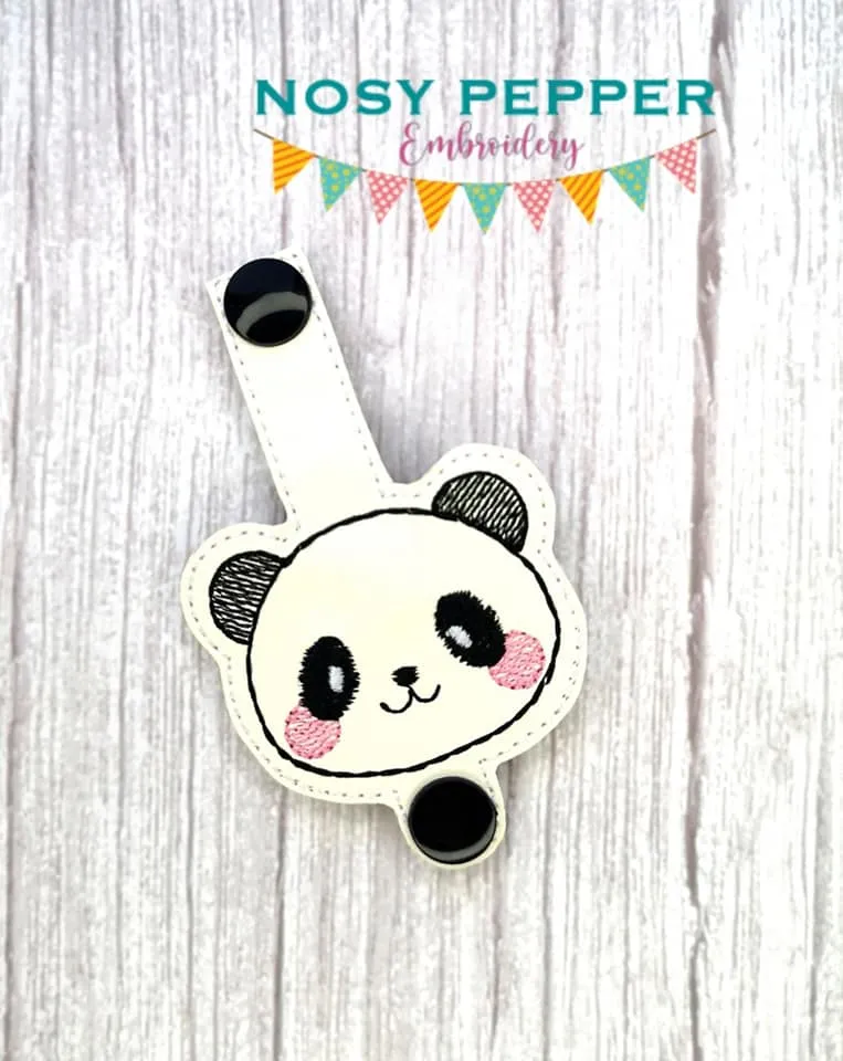 Panda Wallet tab (2 sizes included) machine embroidery design DIGITAL DOWNLOAD