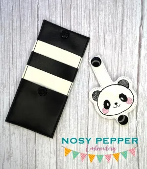 Panda Wallet tab (2 sizes included) machine embroidery design DIGITAL DOWNLOAD