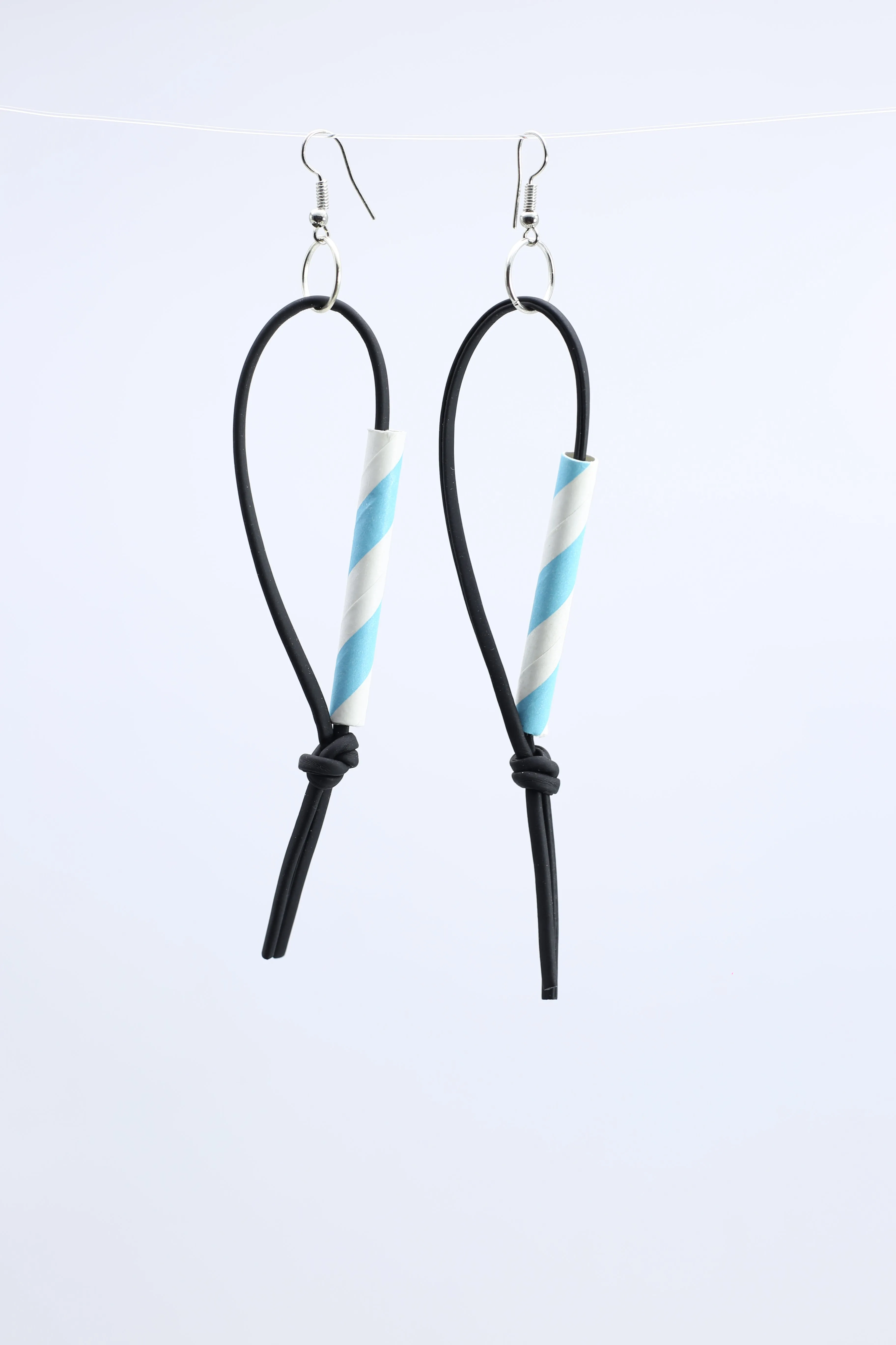 Paper Straw on Leatherette Loop Earrings