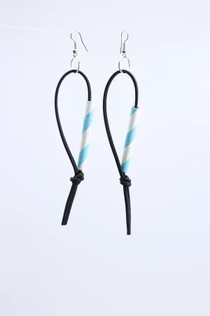 Paper Straw on Leatherette Loop Earrings