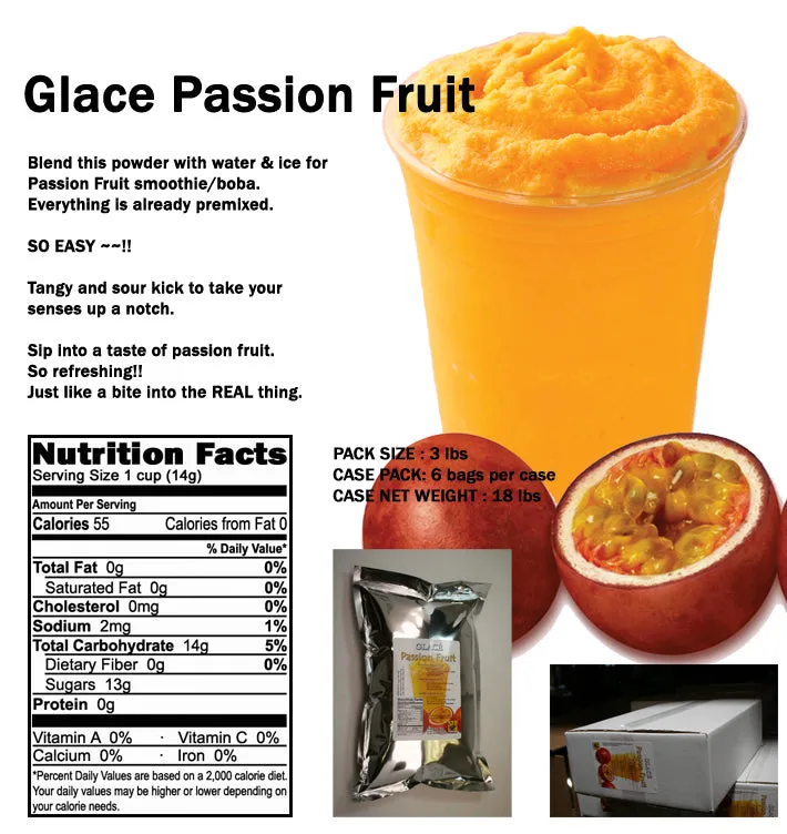 Passion Fruit 4 in 1 Mix for Bubble Tea, Smoothies, Lattes and Frappes, 3 lbs. Bag (Case 6 x 3 lbs. Bags) - Made in the USA