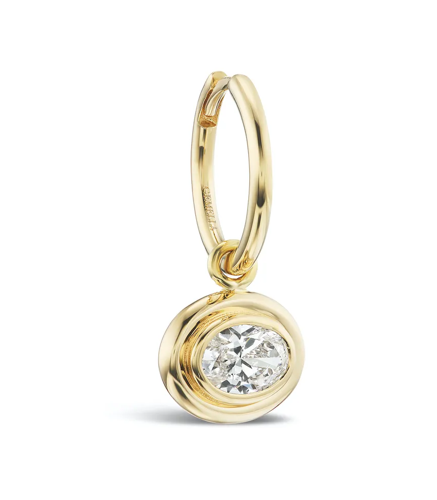 Pear Double Bubble Bezel Huggies