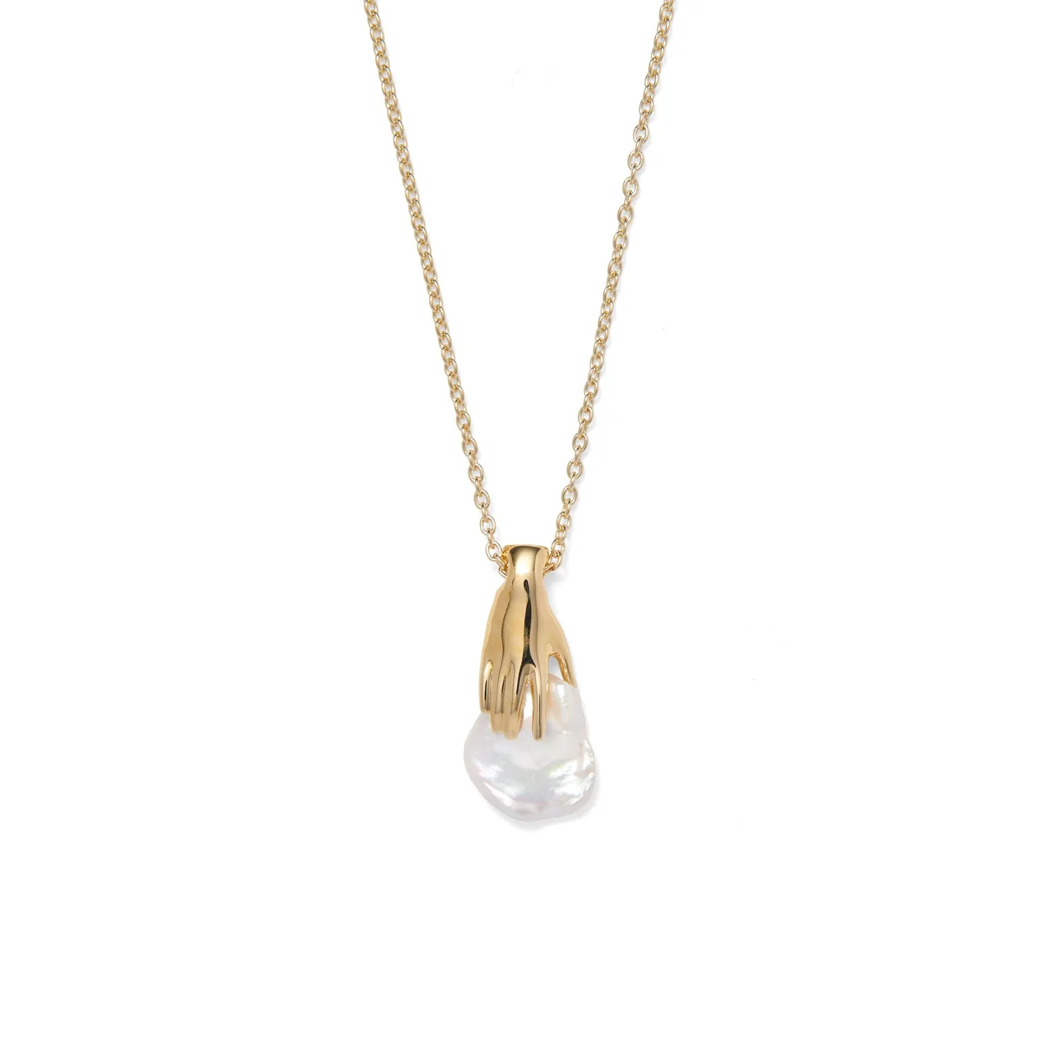 Pearl Hand Necklace in Gold