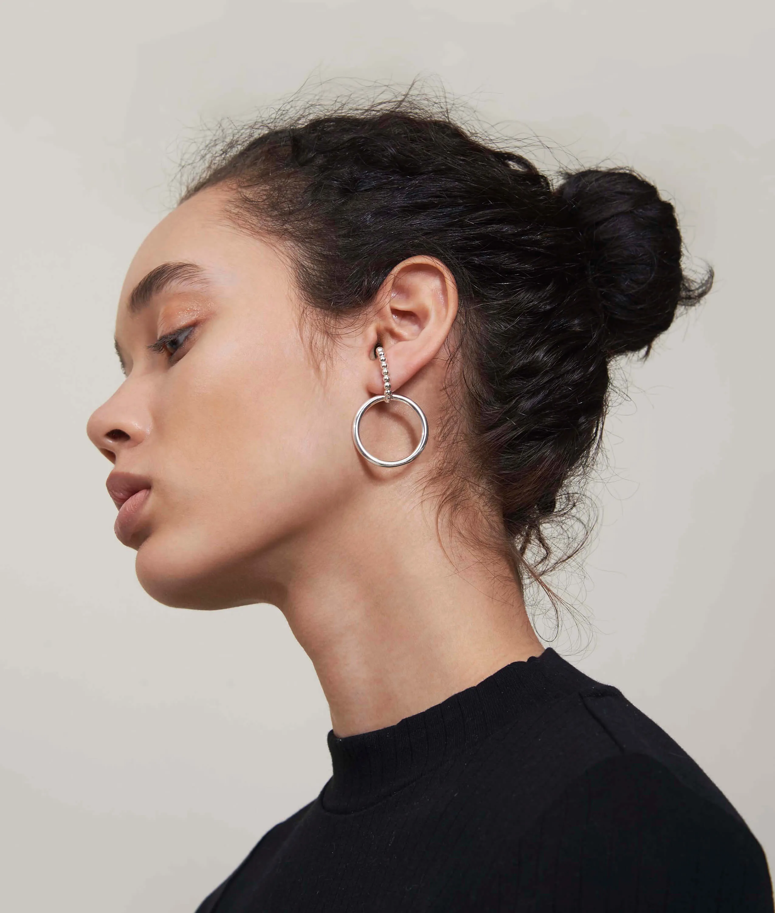 Pearled Intersect Earring in Gold