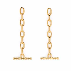 Pearled Toggle Earring in Gold