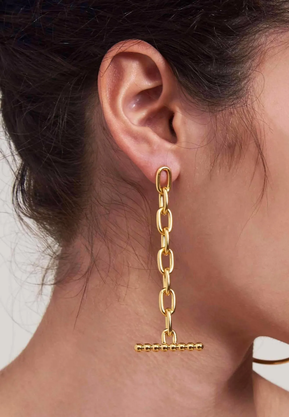 Pearled Toggle Earring in Gold