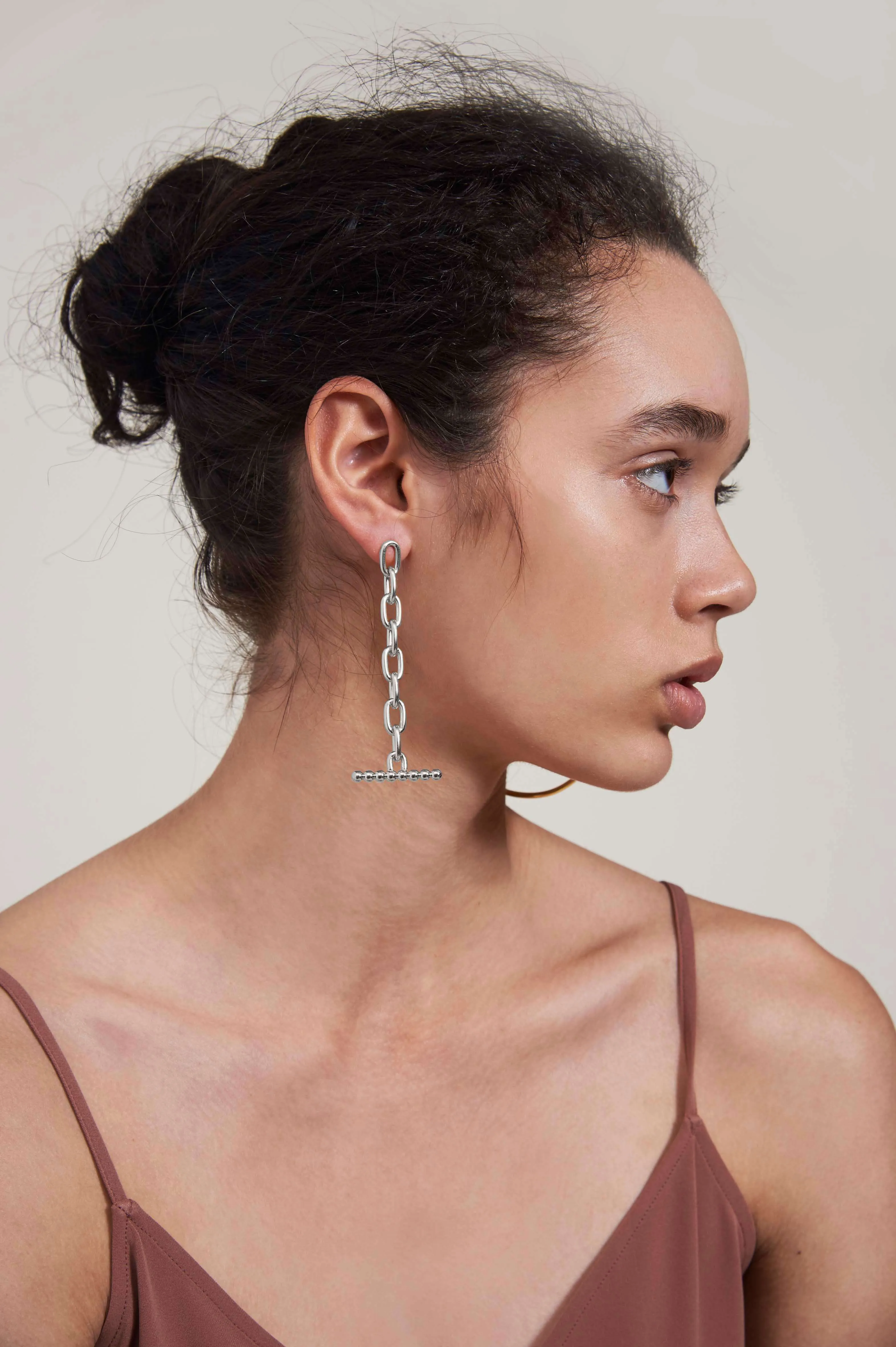 Pearled Toggle Earring in Silver