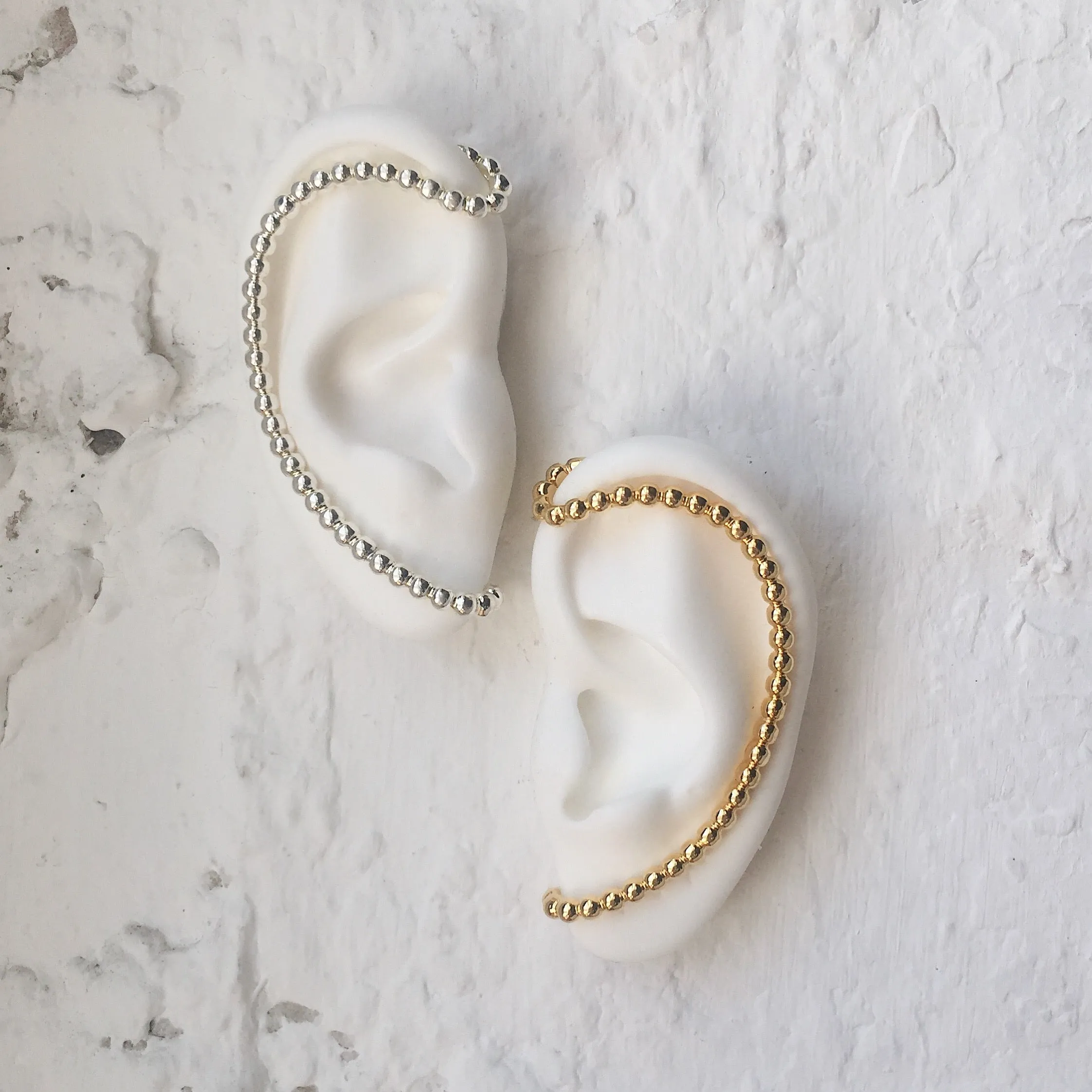 Pearled Trace Ear Cuff in Gold- Right Ear