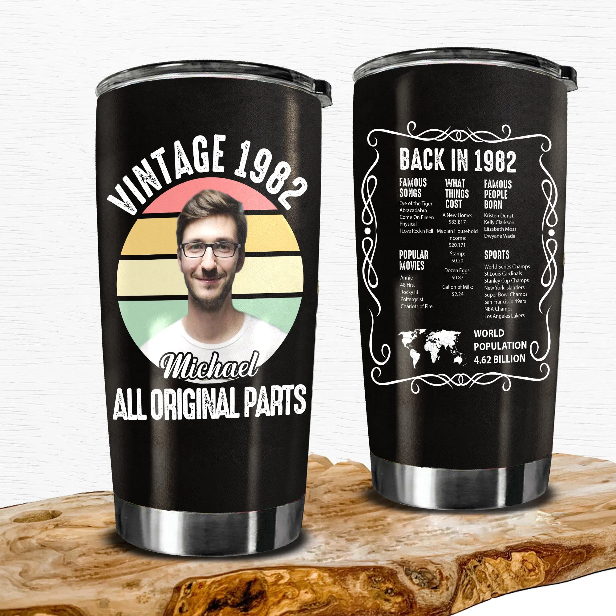 Personalized 40th Birthday Tumbler, Vintage 1982 All Original Parts