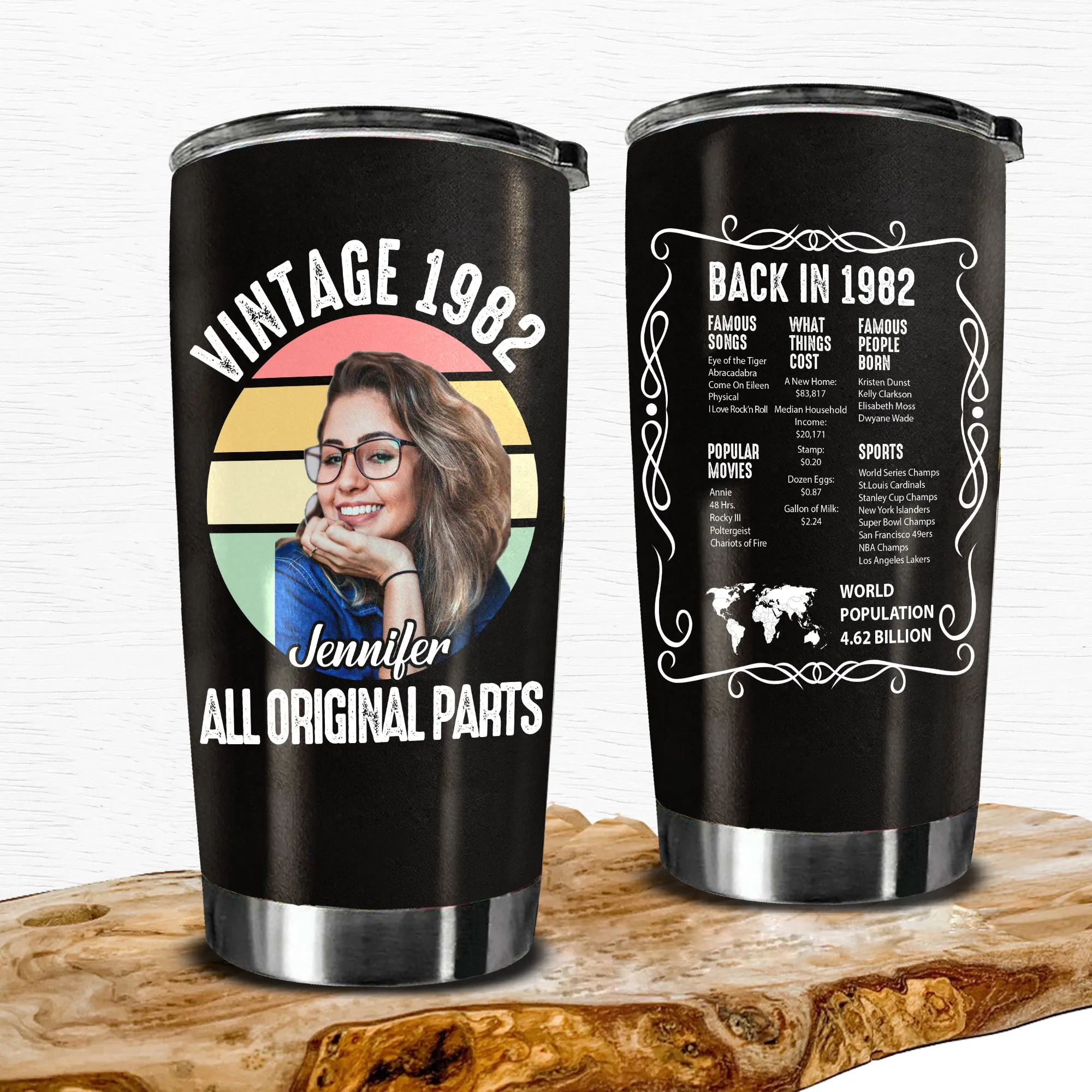 Personalized 40th Birthday Tumbler, Vintage 1982 All Original Parts