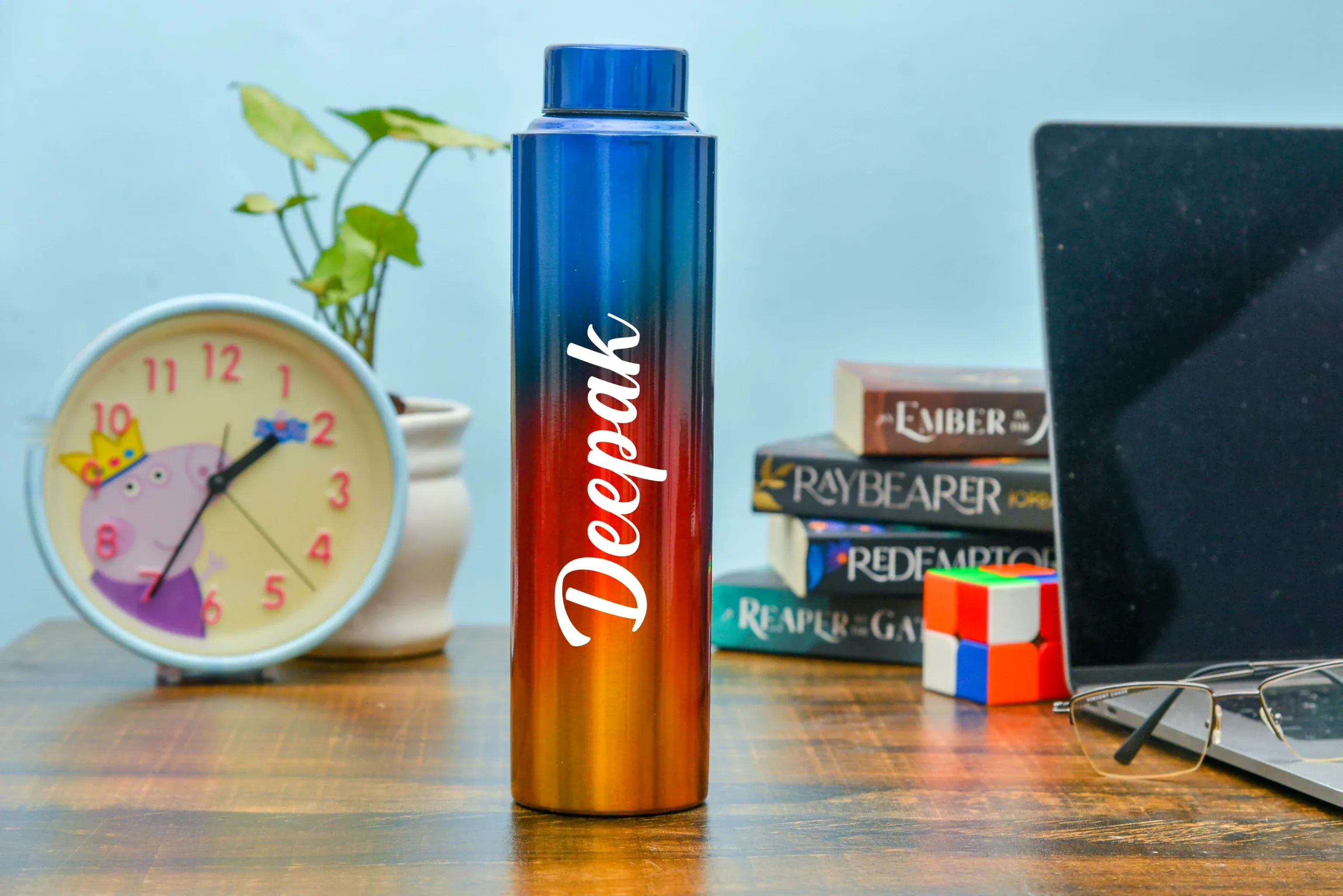 Personalized All in One Men's Combo (2 pcs) & Rainbow Classic Bottle 1Litre & Stainless Steel Mug - Olive Green