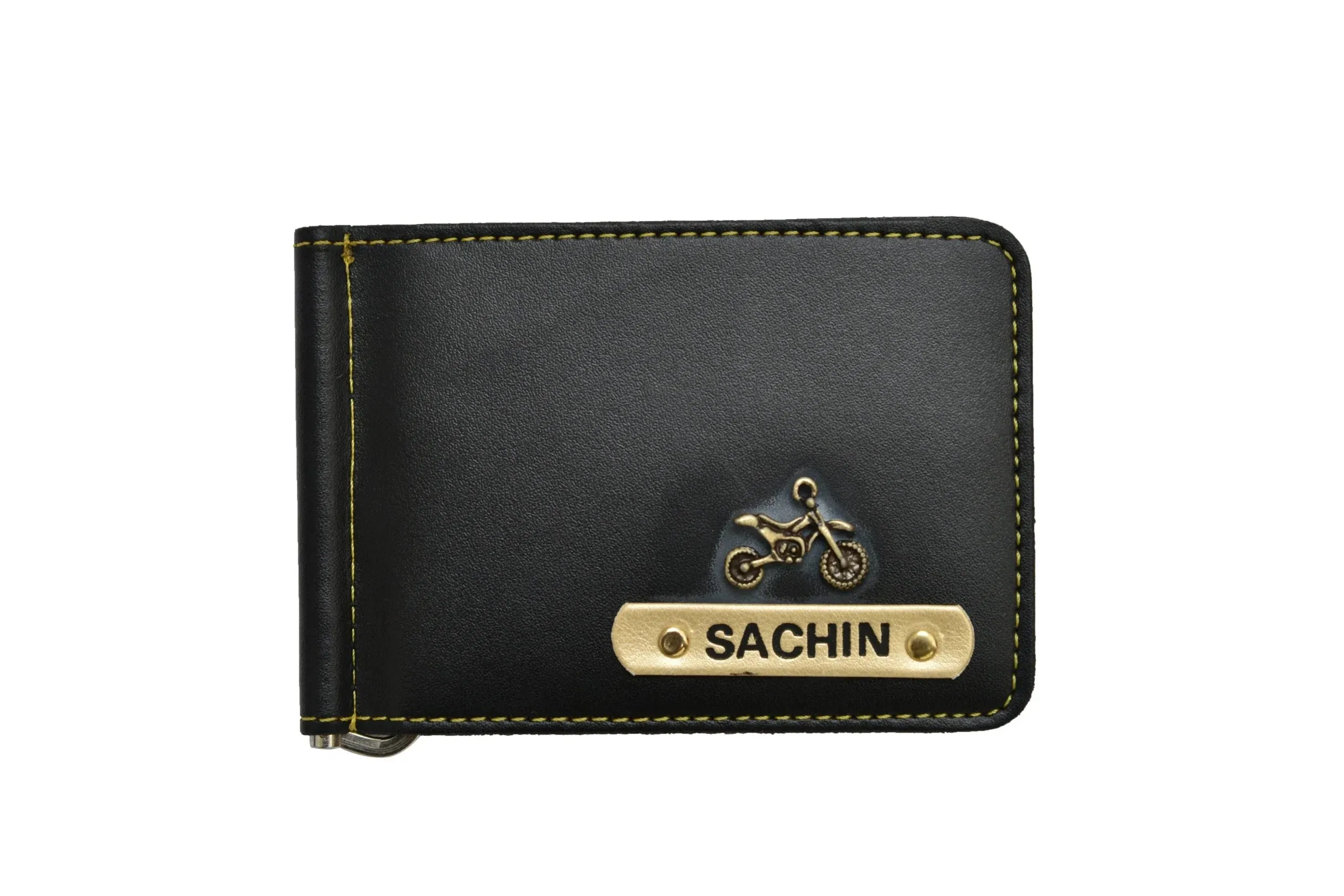Personalized Vegan Leather Money Clip - Black