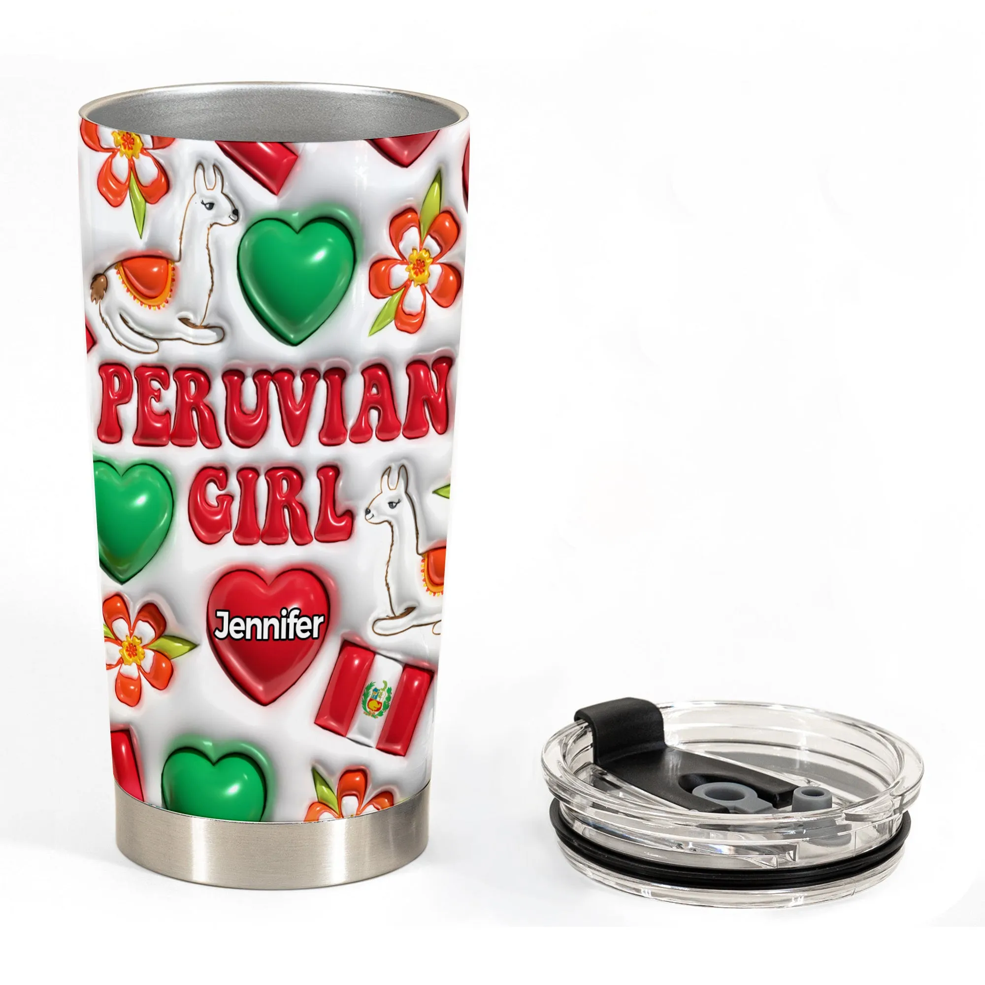 Peruvian Girl Personalized Tumbler With Your Name