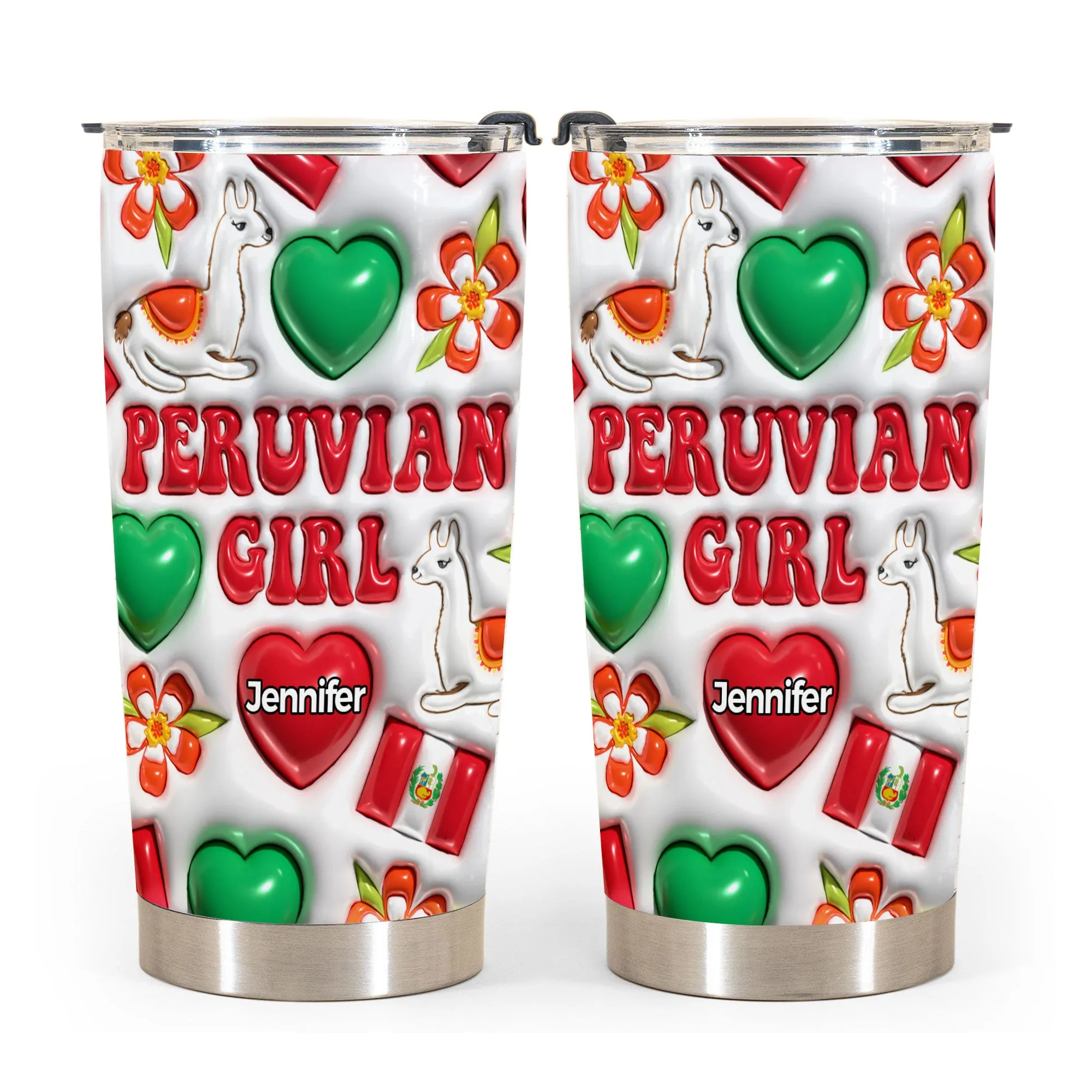 Peruvian Girl Personalized Tumbler With Your Name