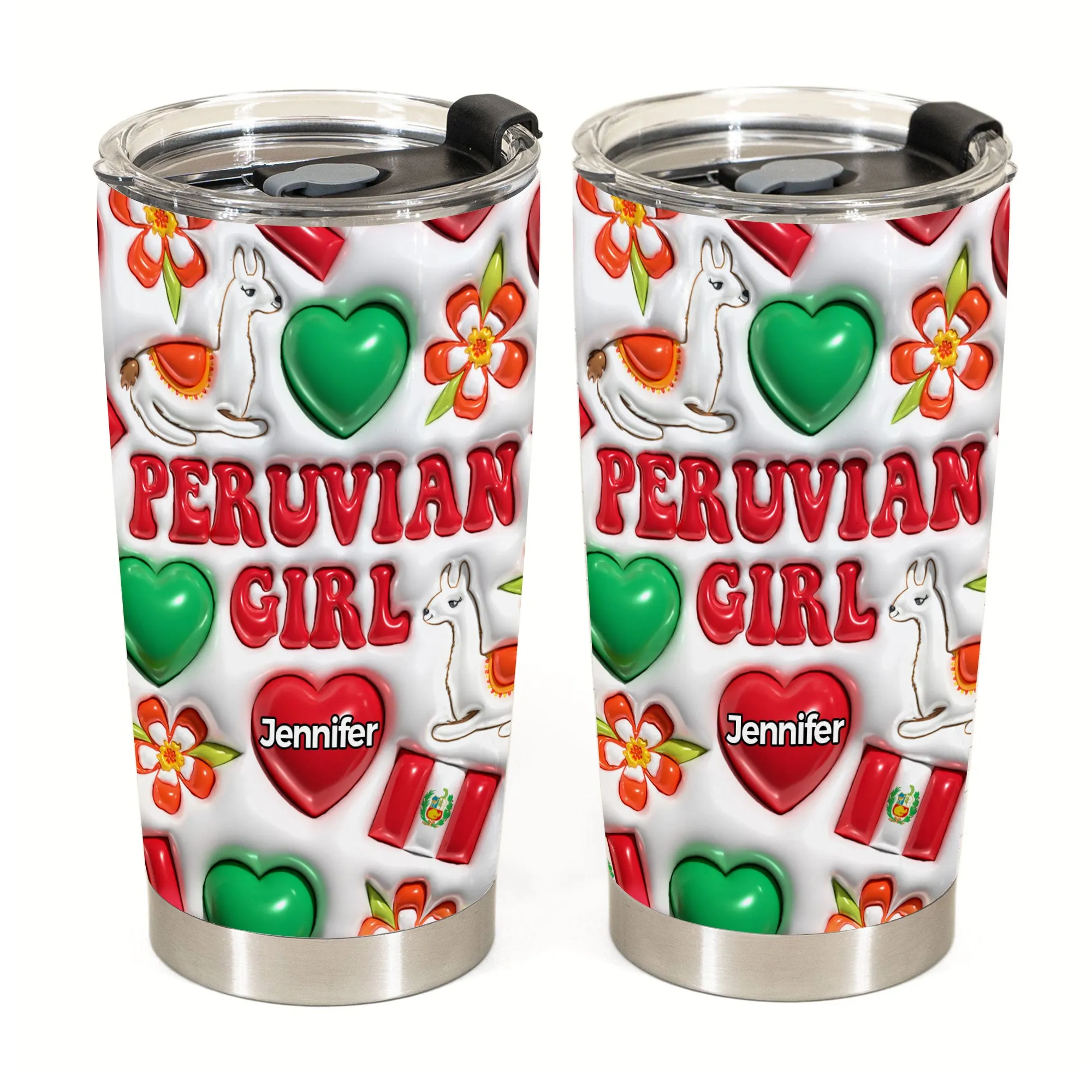Peruvian Girl Personalized Tumbler With Your Name