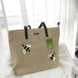 Picnic Perfect Straw Bee Tote Bag