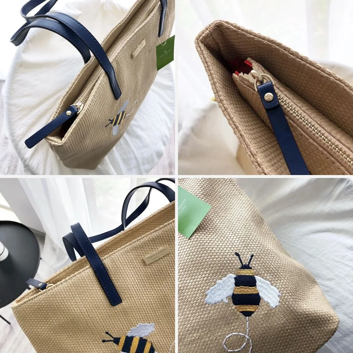 Picnic Perfect Straw Bee Tote Bag