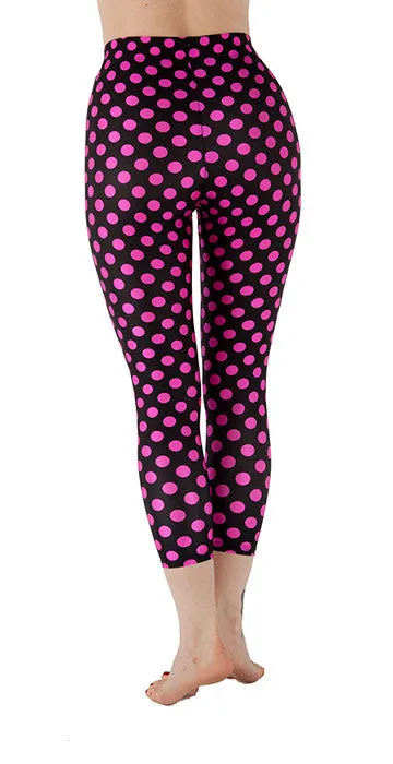 Pink Polka Dot Spandex Capri