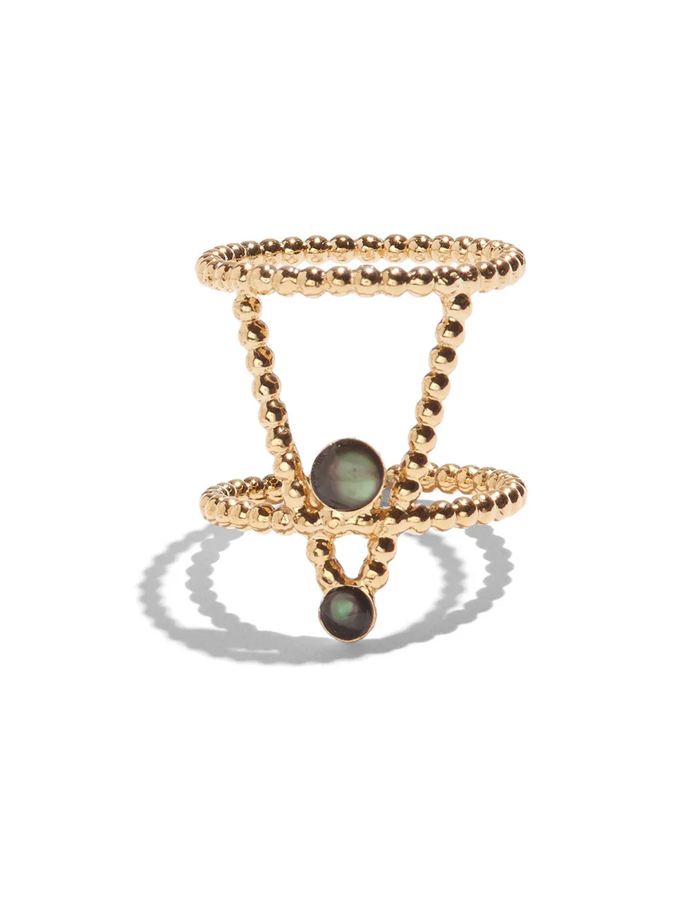 Pinnacle Ring in Gold Vermeil w/ Black Mother of Pearl