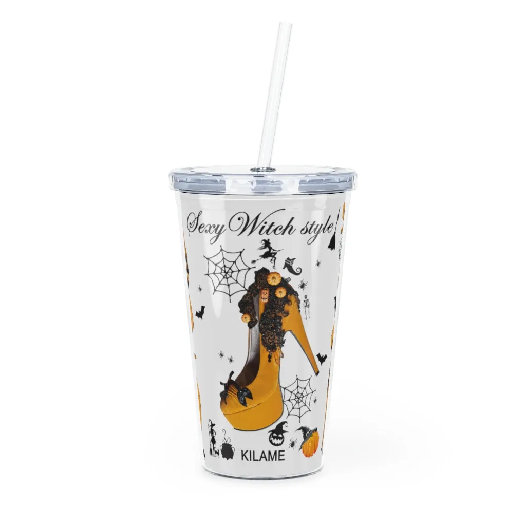 Plastic Tumbler with Straw 'Halloween'