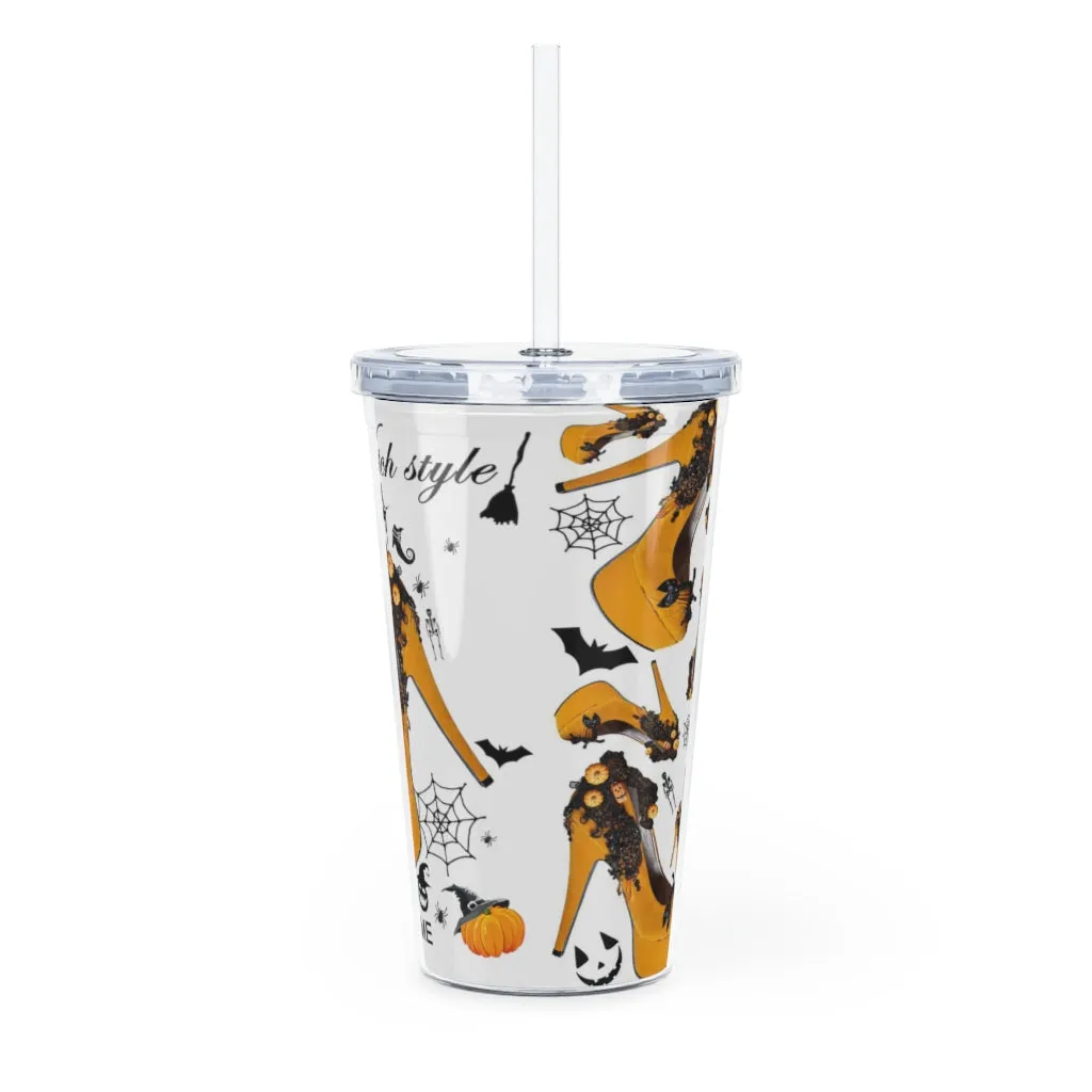 Plastic Tumbler with Straw 'Halloween'