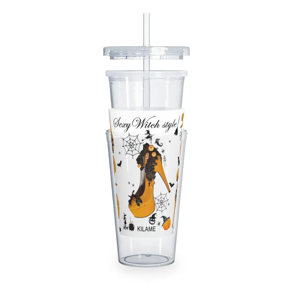 Plastic Tumbler with Straw 'Halloween'