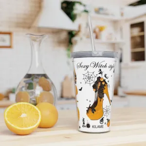 Plastic Tumbler with Straw 'Halloween'
