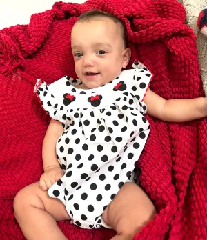 POLKA DOT MOUSE RUFFLE ROMPER
