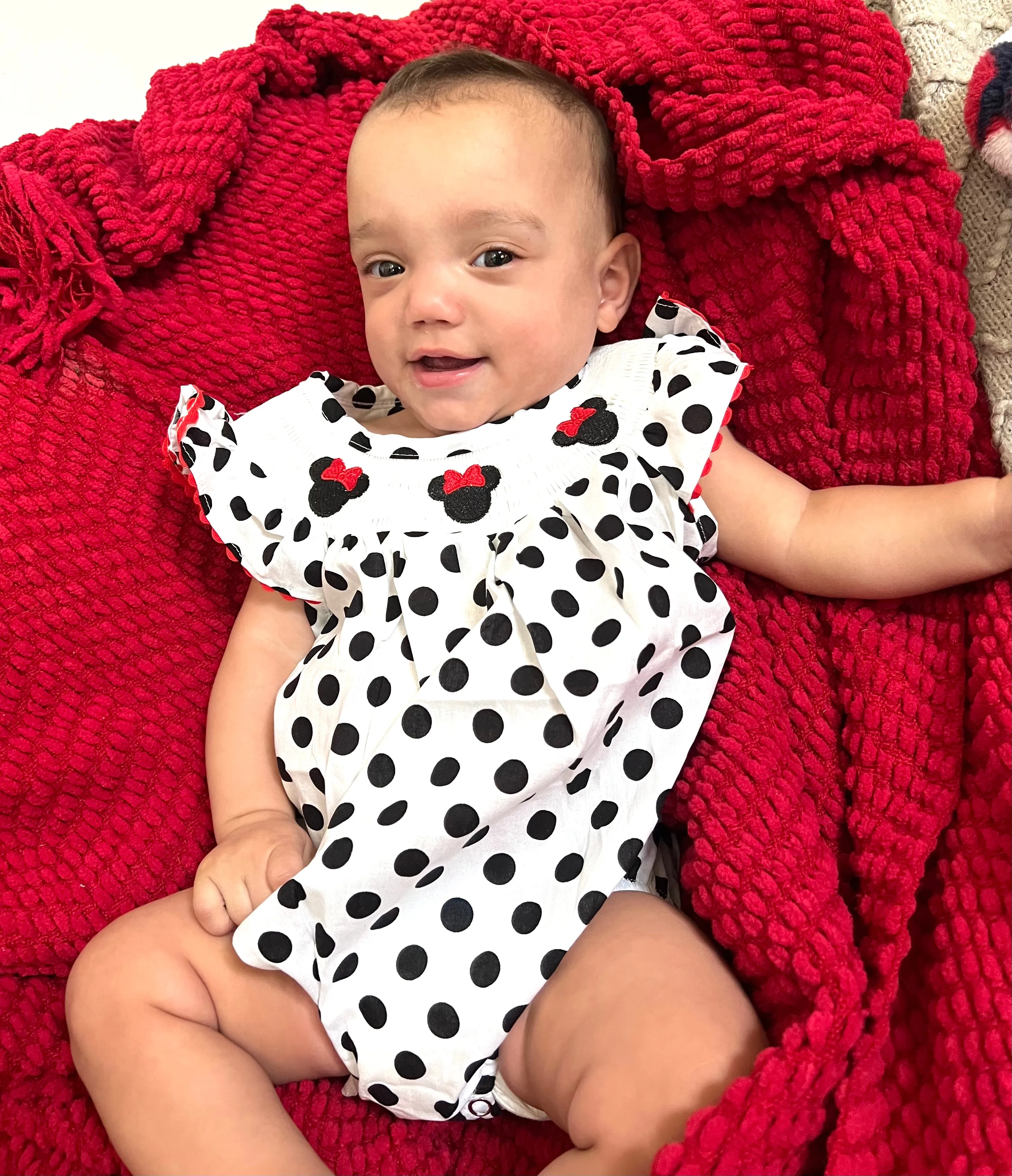 POLKA DOT MOUSE RUFFLE ROMPER