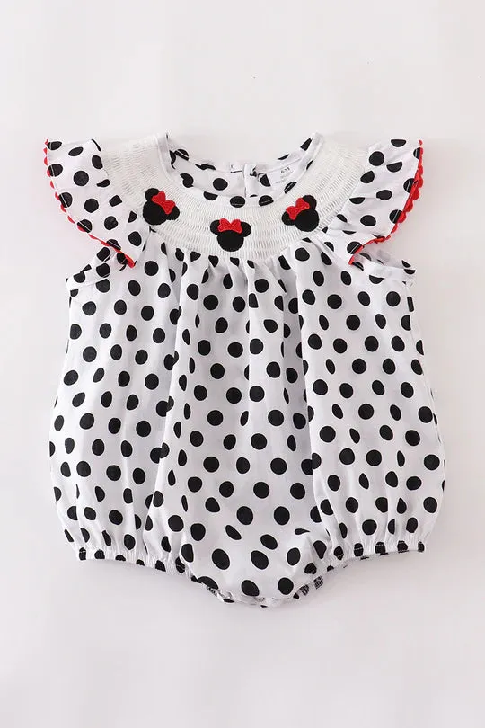 POLKA DOT MOUSE RUFFLE ROMPER