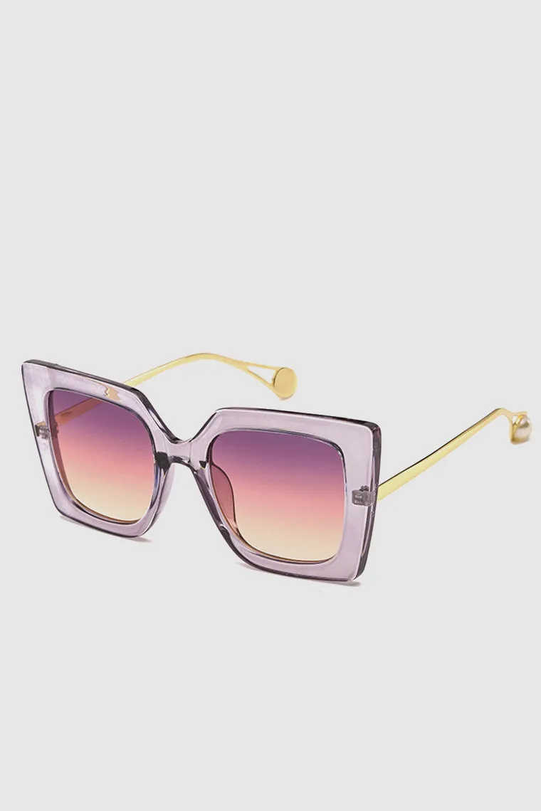PopBae Women's Retro Cat Sunglasses With Pearl Detail In Tortoise