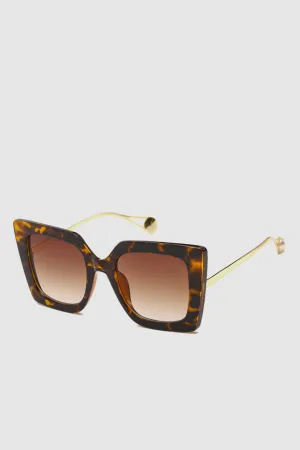 PopBae Women's Retro Cat Sunglasses With Pearl Detail In Tortoise