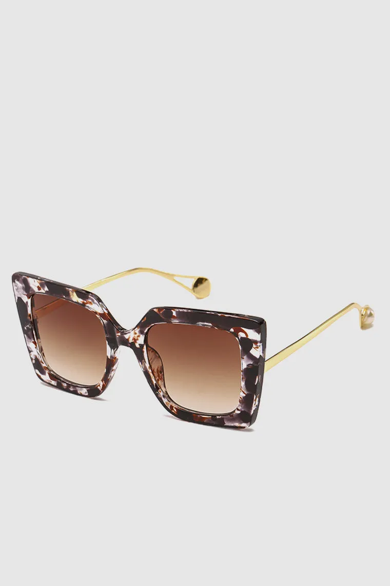 PopBae Women's Retro Cat Sunglasses With Pearl Detail In Tortoise