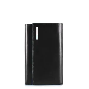 Portafoglio da Donna Grande Piquadro in Pelle con Patella Blue Square Nero