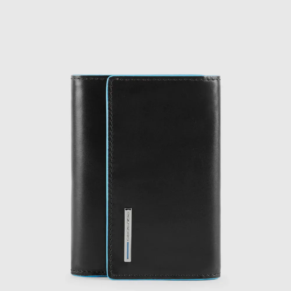 Portafoglio da Donna Piccolo Piquadro Blue Square in Pelle con Patella Nero