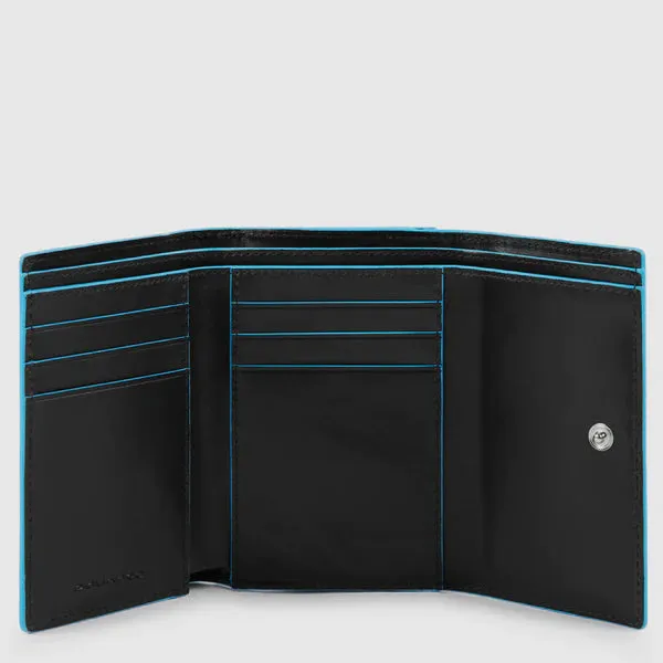 Portafoglio da Donna Piccolo Piquadro Blue Square in Pelle con Patella Nero