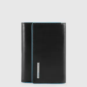 Portafoglio da Donna Piccolo Piquadro Blue Square in Pelle con Patella Nero