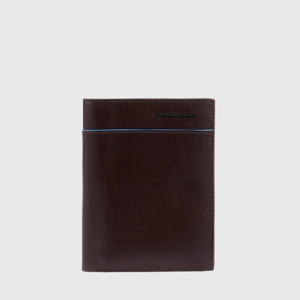 Portafoglio da Uomo Verticale Piquadro in Pelle Blue Square Mogano