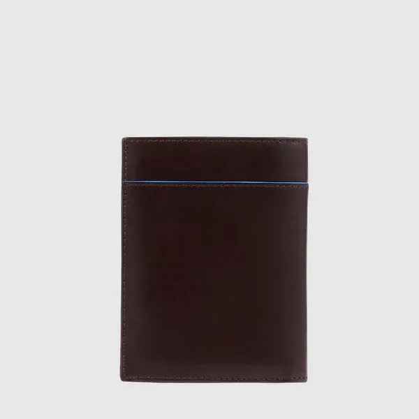 Portafoglio da Uomo Verticale Piquadro in Pelle Blue Square Mogano