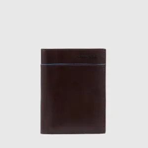 Portafoglio da Uomo Verticale Piquadro in Pelle Blue Square Mogano