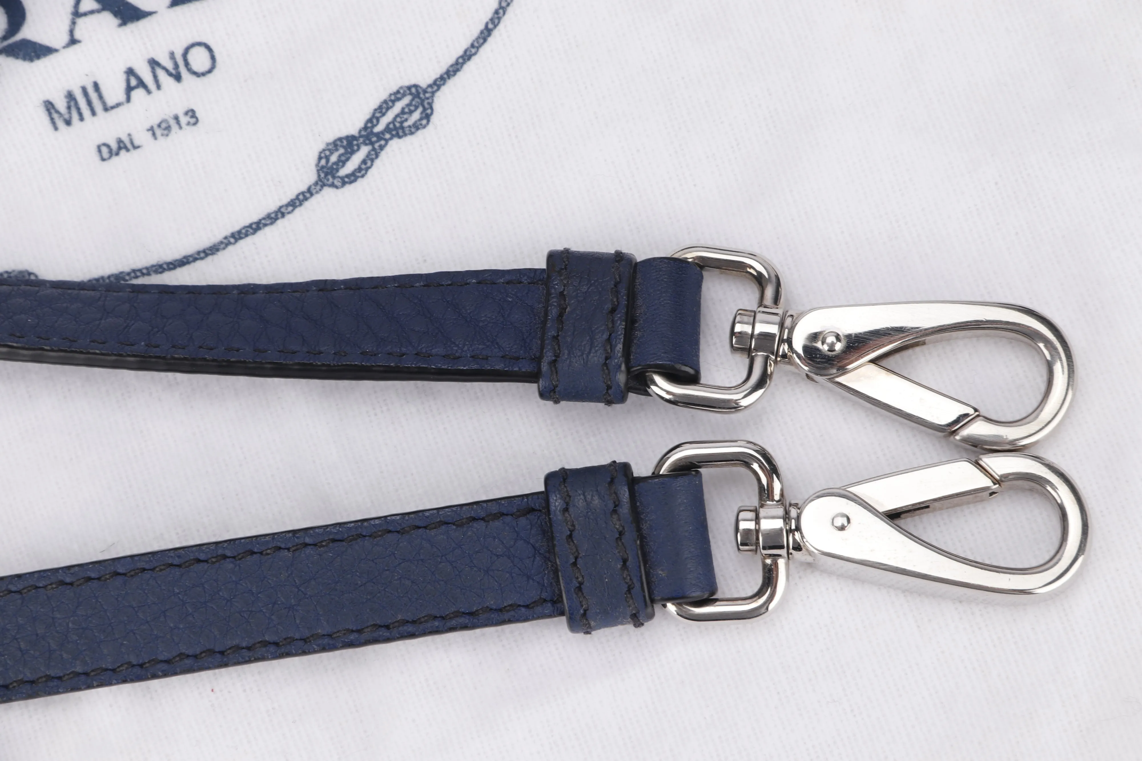 Prada Blue Leather Sling Bag, with Strap, Card & Dust Cover