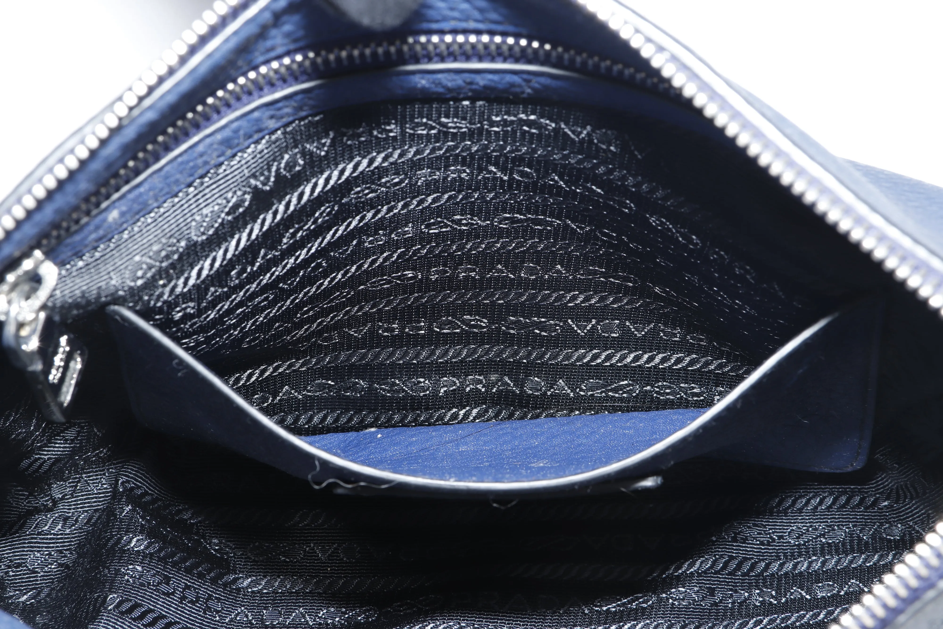 Prada Blue Leather Sling Bag, with Strap, Card & Dust Cover