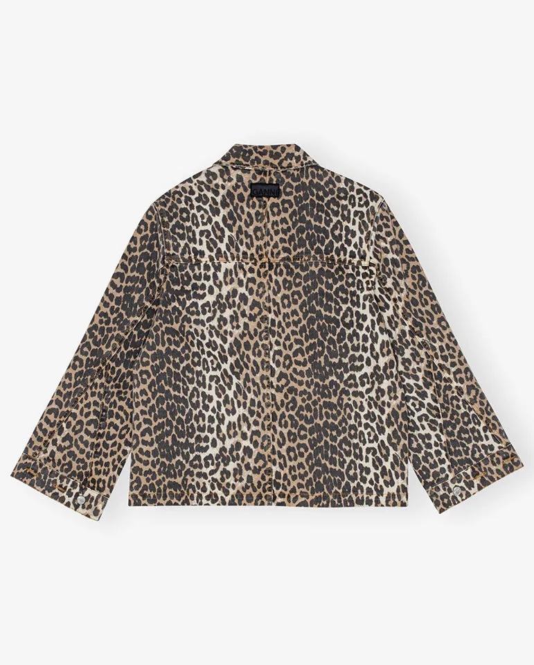 Printed Denim Jacket Leopard