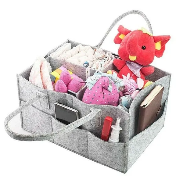 Protable Folding Felt Storage Bag Kids Baby Clothes Toys Diaper Nappy Organizer