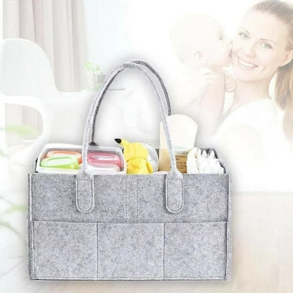 Protable Folding Felt Storage Bag Kids Baby Clothes Toys Diaper Nappy Organizer