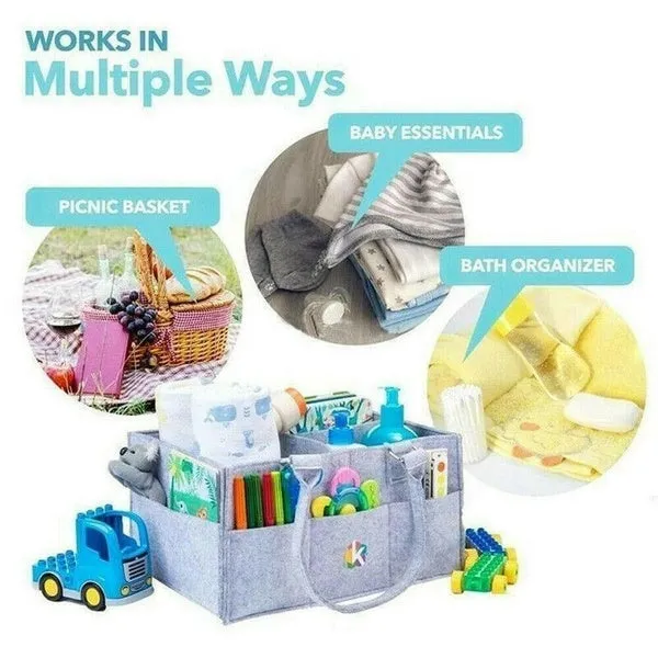 Protable Folding Felt Storage Bag Kids Baby Clothes Toys Diaper Nappy Organizer