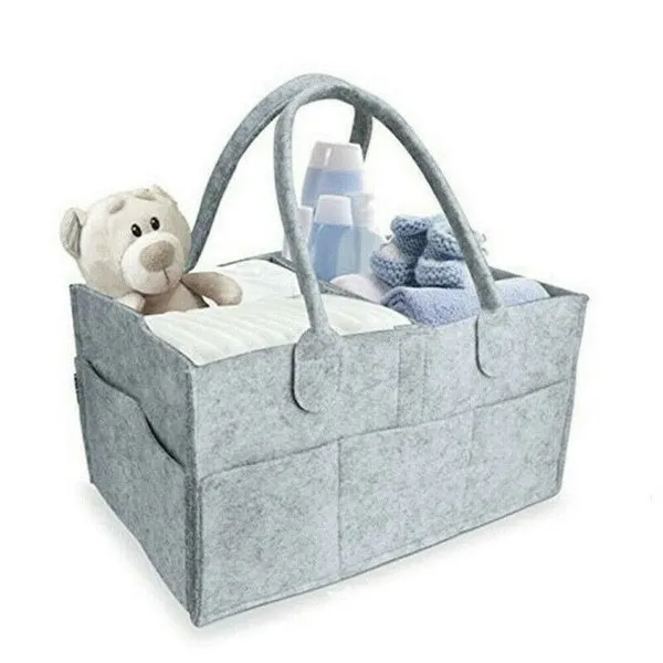 Protable Folding Felt Storage Bag Kids Baby Clothes Toys Diaper Nappy Organizer