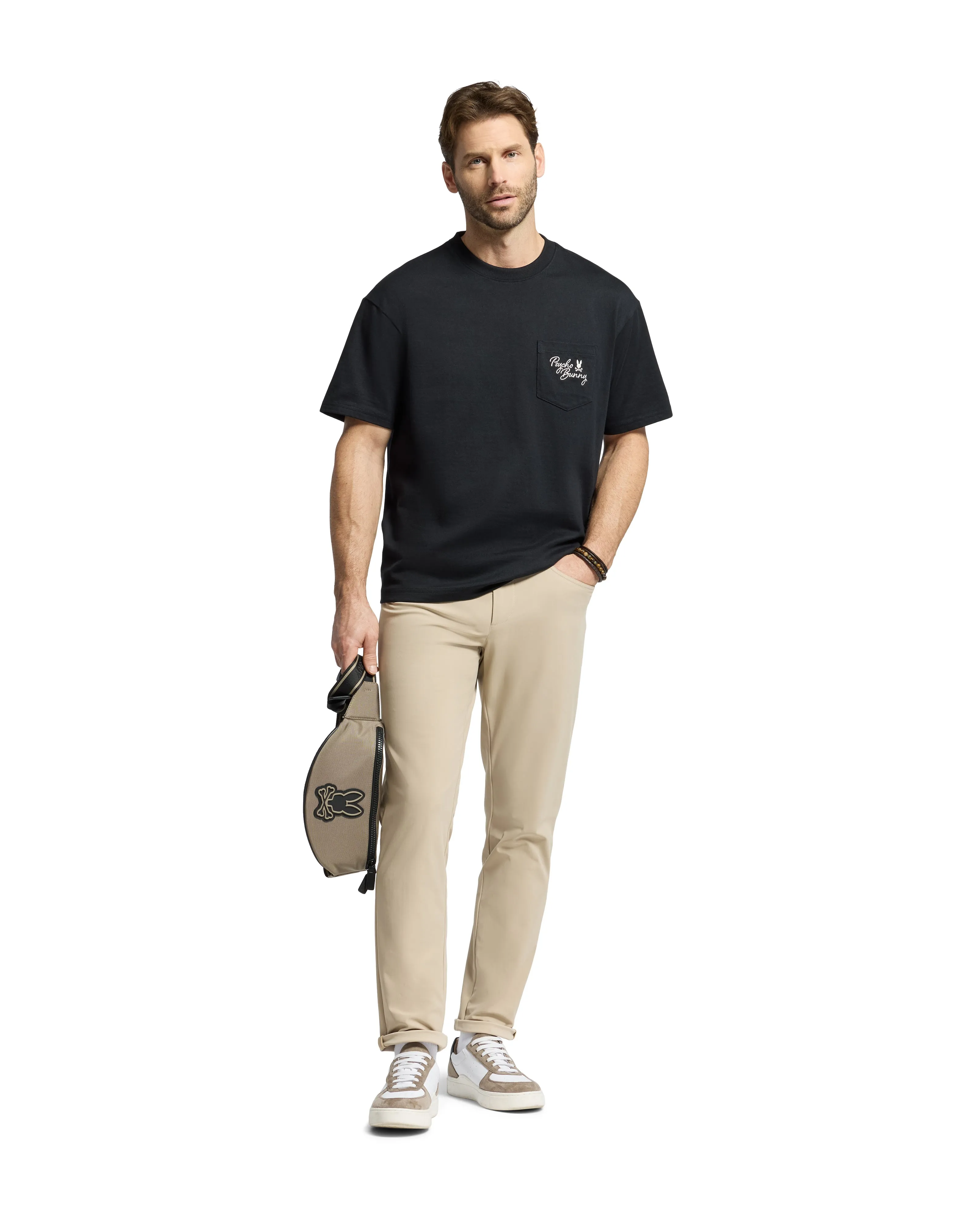 Psycho Bunny Men's Desert Relaxed Fit Pocket Tee - Black
